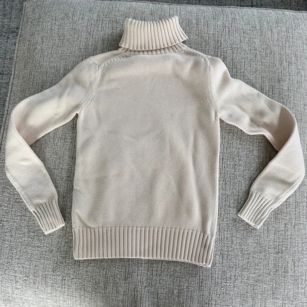 90's Ralph Lauren Sport‎ Cream Cotton Turtleneck Sweater Womens Medium